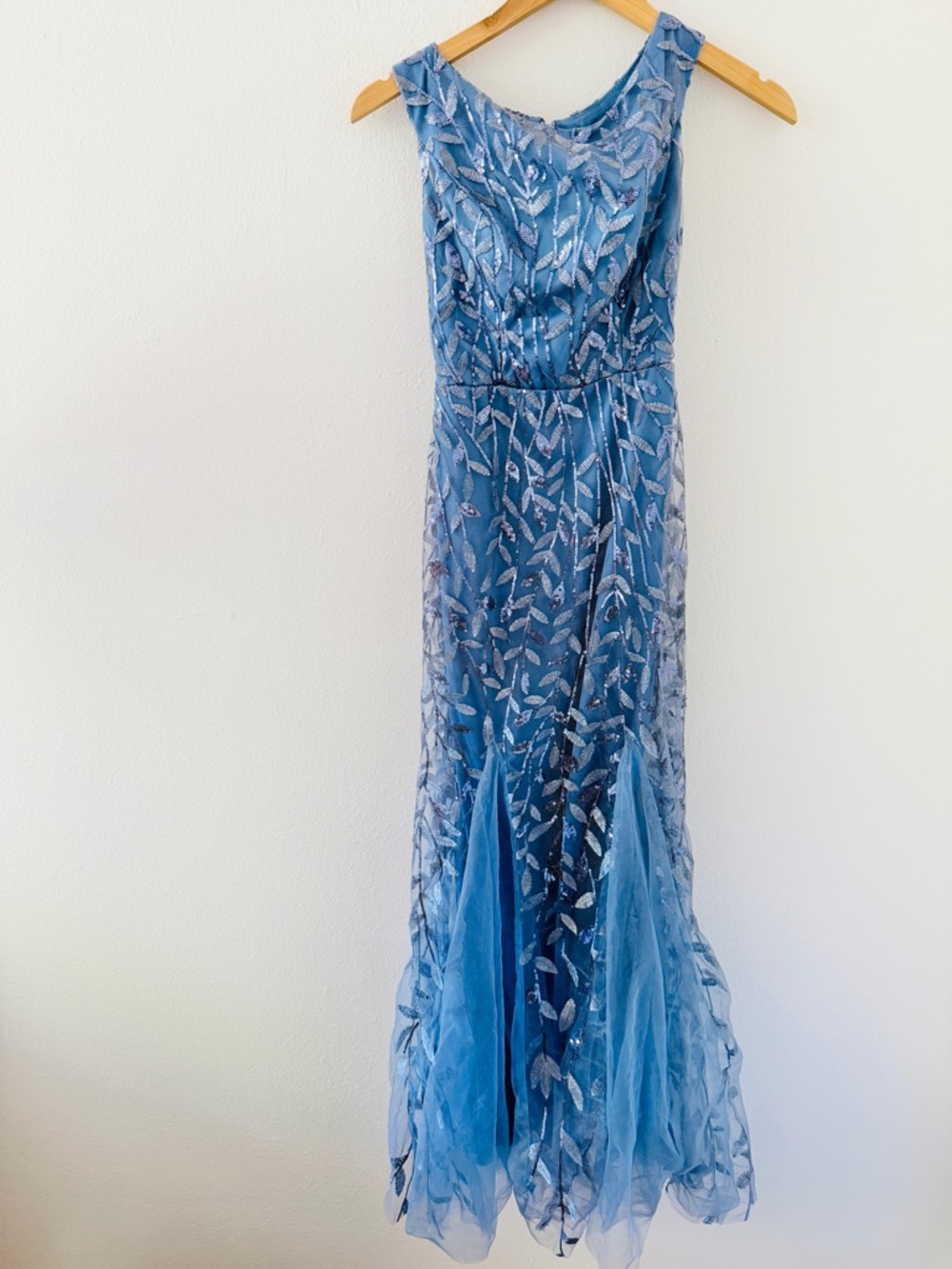 Light Blue Sequin Mermaid Formal Gown